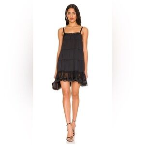 Free People Boho Full Swing Black Lace Mini Dress Size S